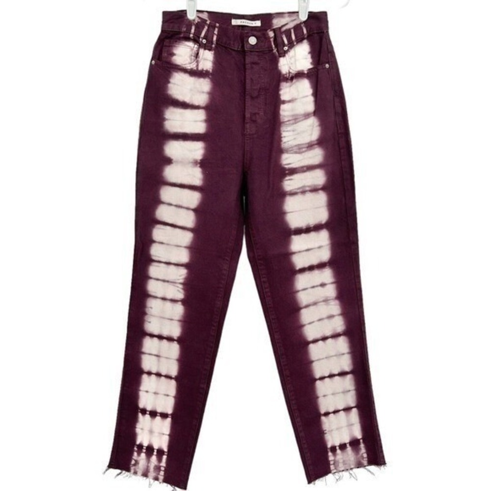 Pacsun Women's Straight Ecco Raspberry Tie Dye Bleached Raw Hem Jeans Sz 26 NWOT
